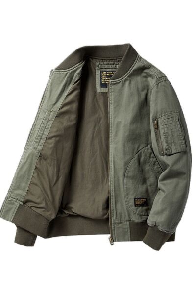 Out of State - Men's Plus Size Zip Up Baseball Collar Bomber Jacket