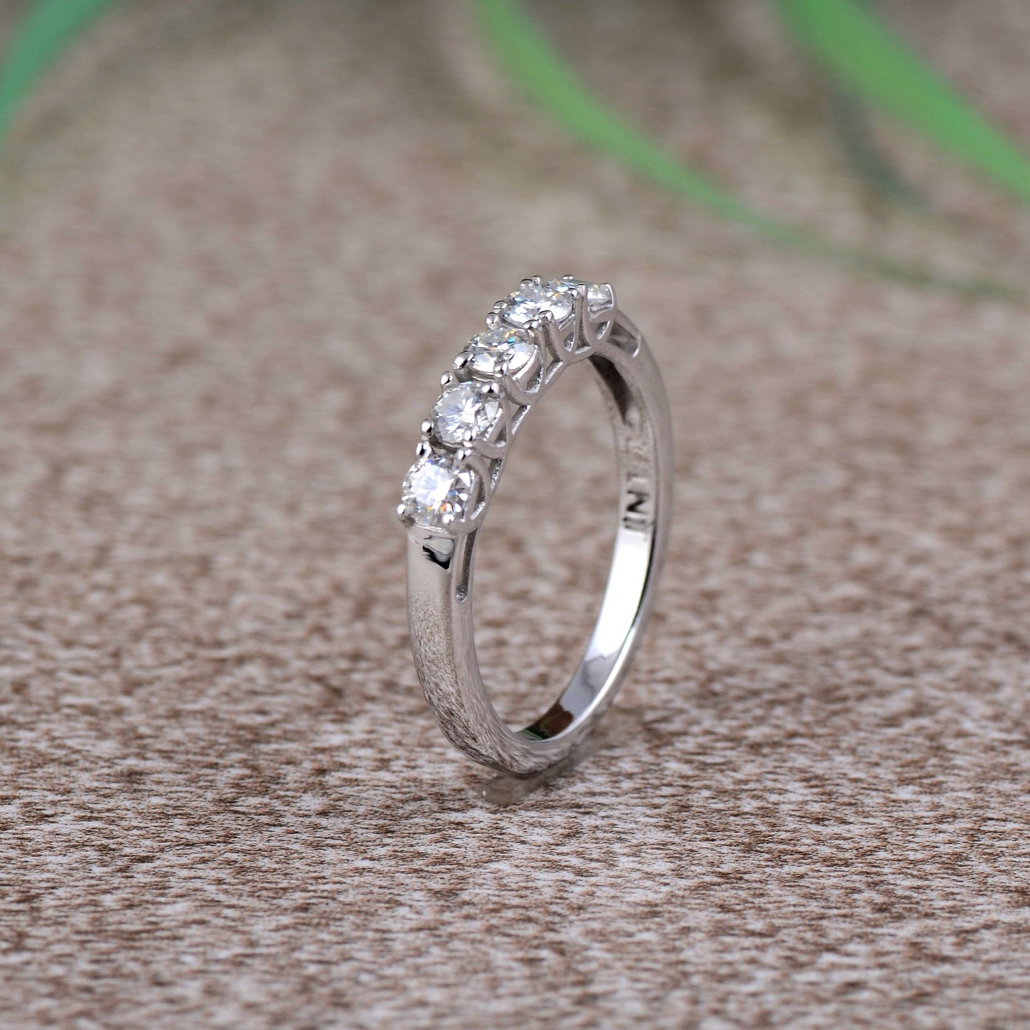 White Moissanite 5-Stone Ring Sterling Silver