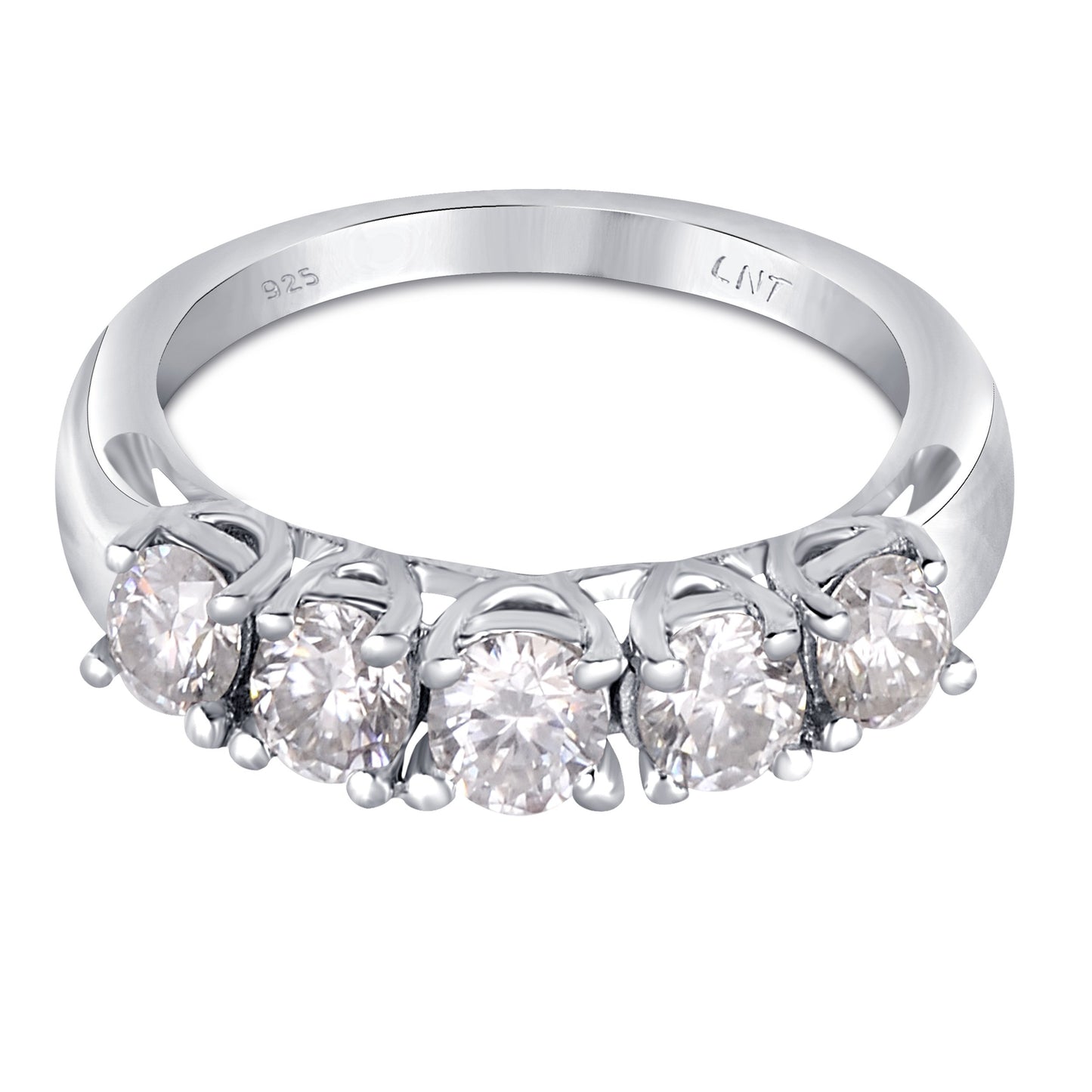 White Moissanite 5-Stone Ring Sterling Silver