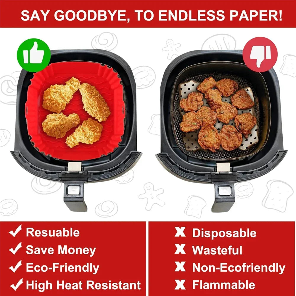 Reusable Airfryer Pan Liner Accessories Silicone Air Fryers Oven