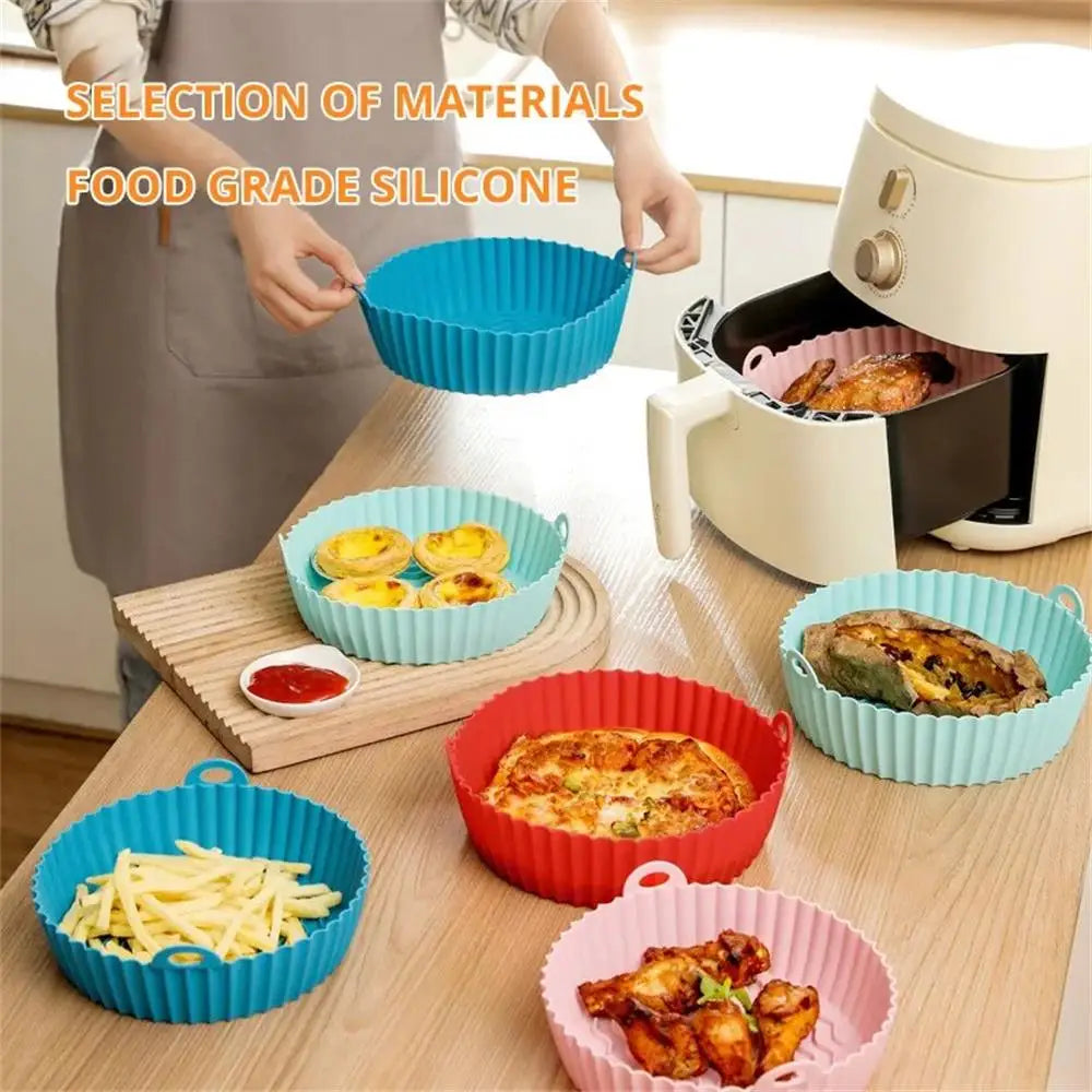 1PC Air Fryer Silicone Baking Tray Mat Circular High-Temperature