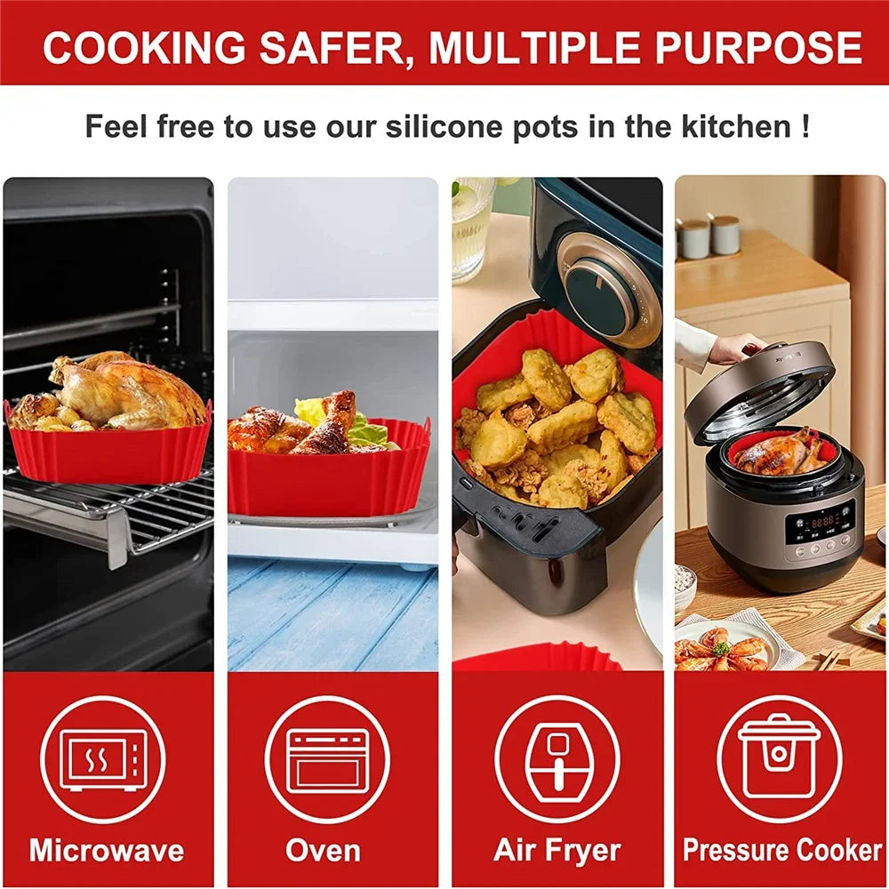 Reusable Airfryer Pan Liner Accessories Silicone Air Fryers Oven