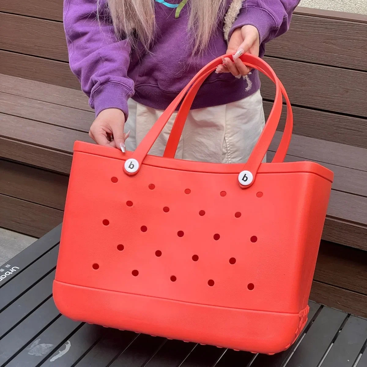 L/XL Croc Beach Tote Bag Rubber EVA Waterproof Basket Extra Large
