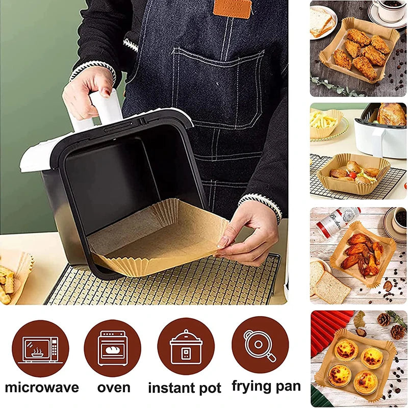 23CM Air Fryer Disposable Baking Paper Liner Non-Stick Mat Steamer