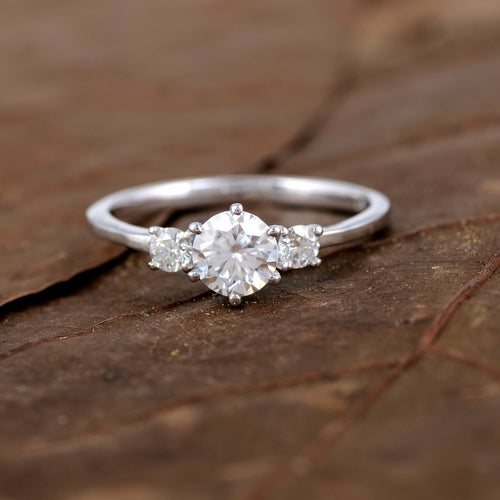 White Moissanite 3-Stone Ring Sterling Silver