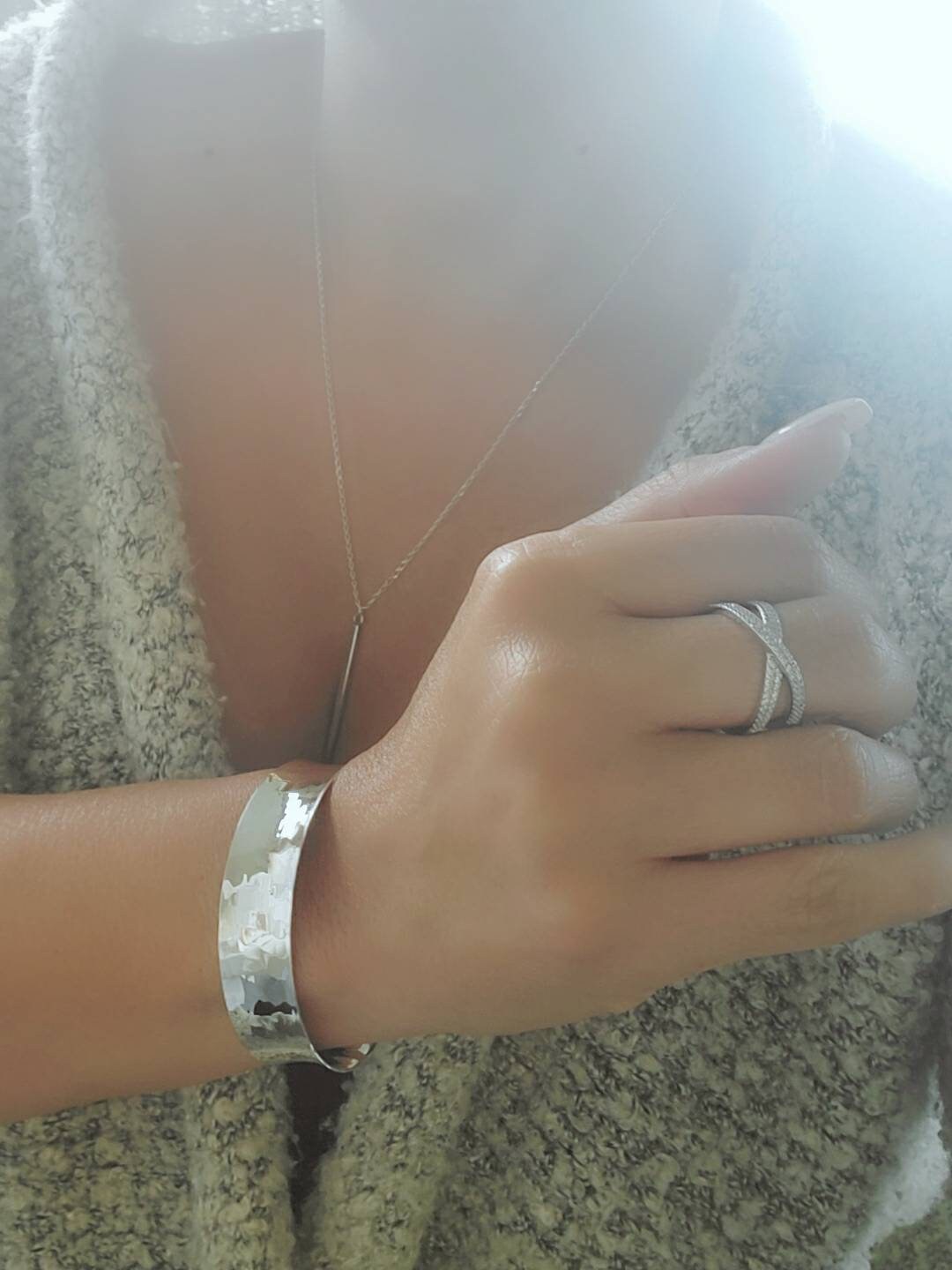 Sterling Silver Hammered Bangle, Cuff Bracelet, Sterling Silver