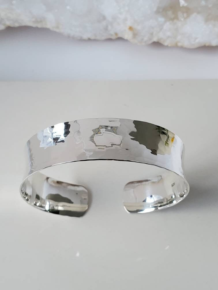 Sterling Silver Hammered Bangle, Cuff Bracelet, Sterling Silver
