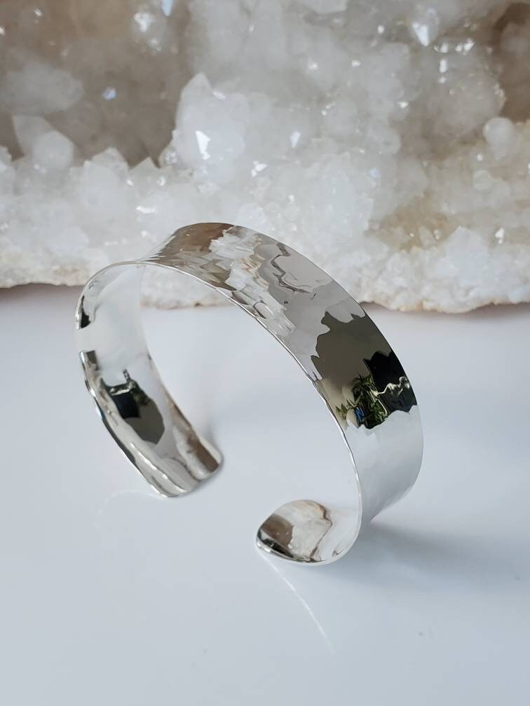 Sterling Silver Hammered Bangle, Cuff Bracelet, Sterling Silver