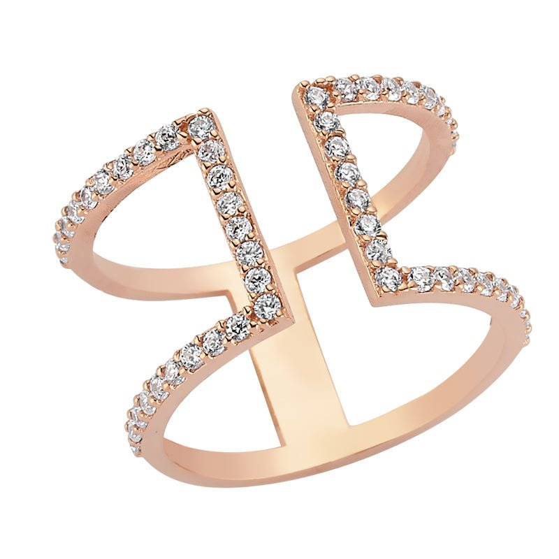 Ires Dainty Double Band Silver Stacked Ring