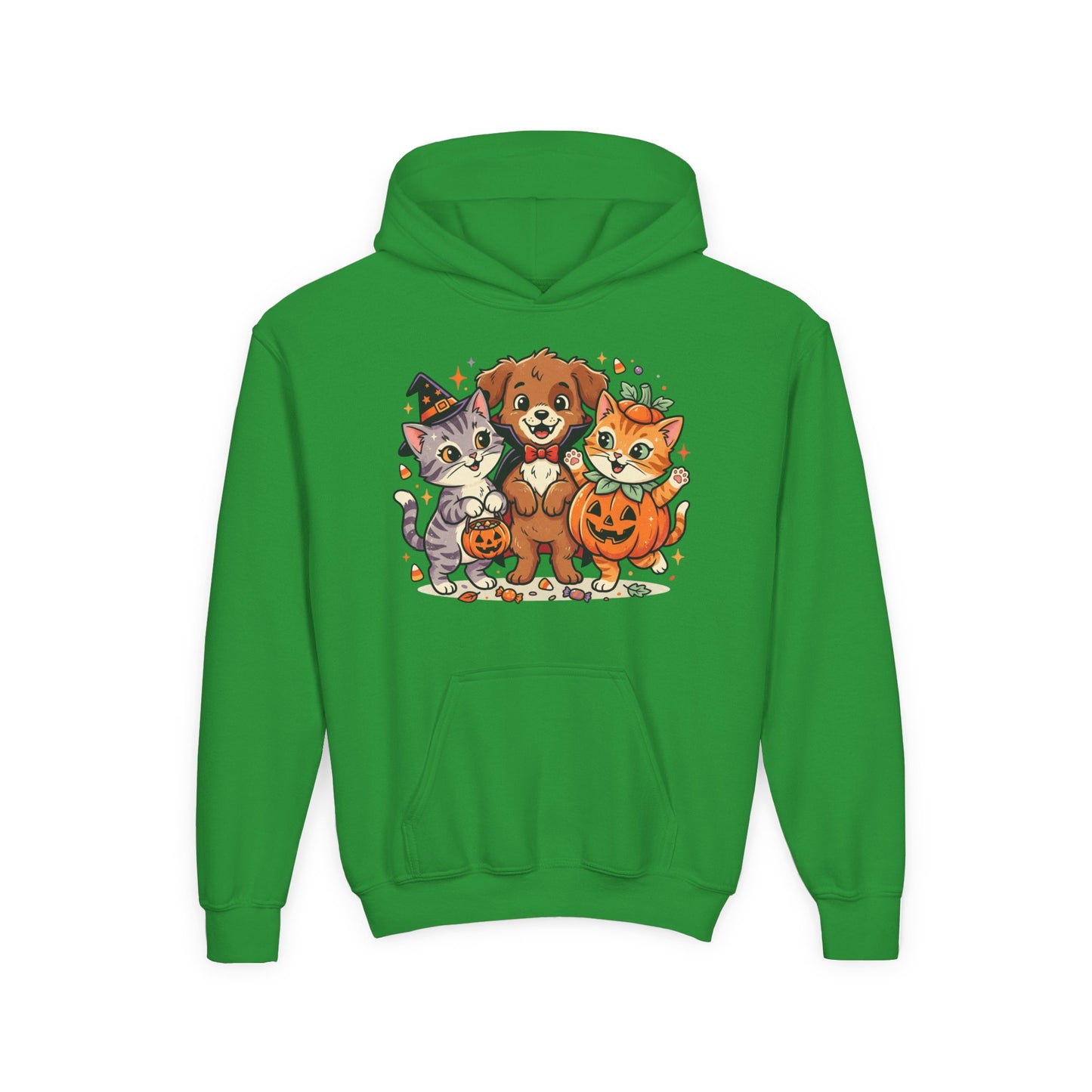 Kids Halloween Hoodie — Cute Puppy & Kittens in Pumpkin Costume