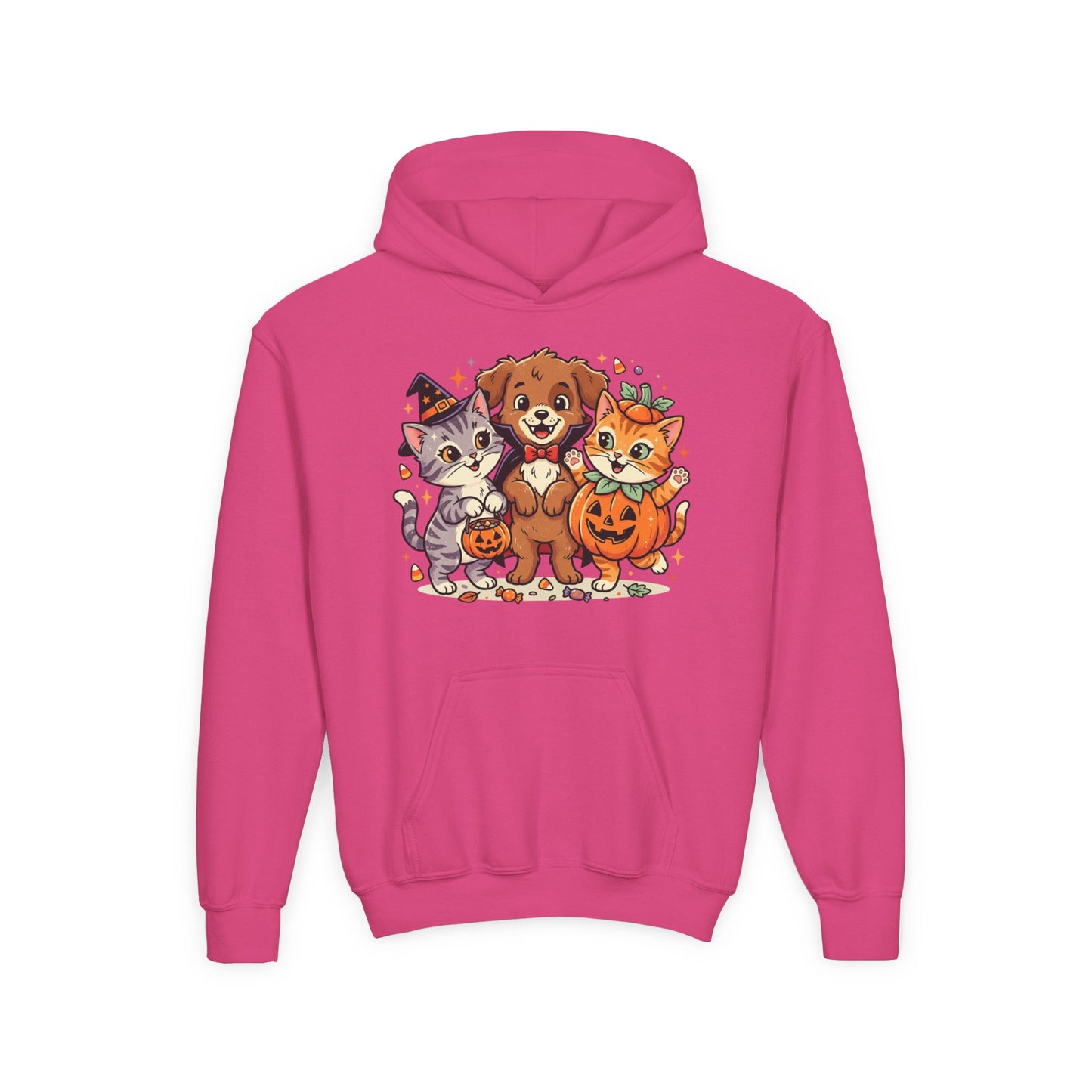 Kids Halloween Hoodie — Cute Puppy & Kittens in Pumpkin Costume