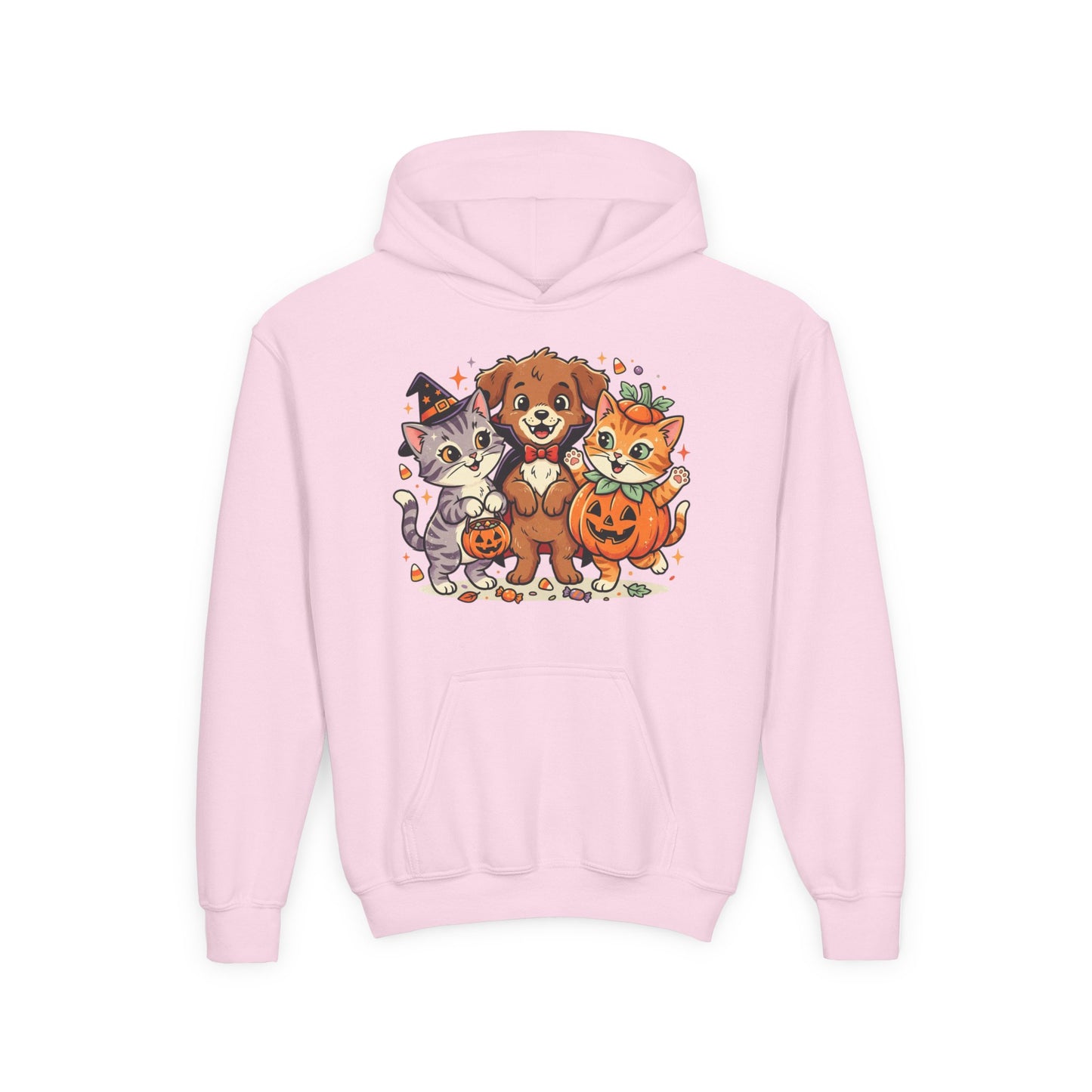 Kids Halloween Hoodie — Cute Puppy & Kittens in Pumpkin Costume