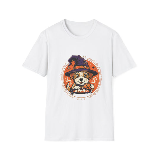 Halloween Dog T‑Shirt — Cute Puppy in Witch Hat Graphic Tee