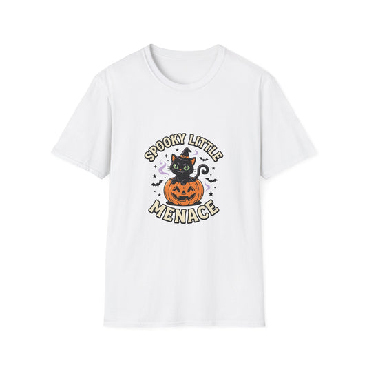 Spooky Little Menace T-Shirt — Cute Halloween Black Cat Pumpkin Tee