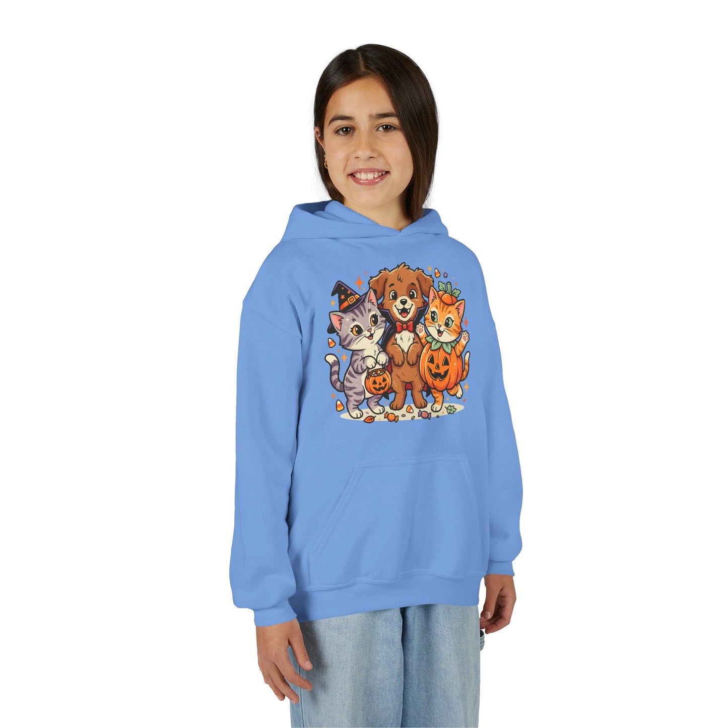 Kids Halloween Hoodie — Cute Puppy & Kittens in Pumpkin Costume