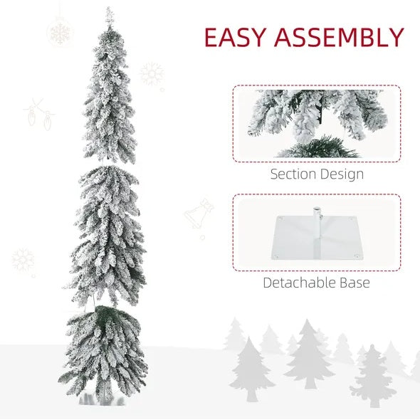 HOMCOM 6ft Tall Prelit Pencil Artificial Christmas Tree Holiday Decor