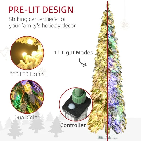HOMCOM 6ft Tall Prelit Pencil Artificial Christmas Tree Holiday Decor
