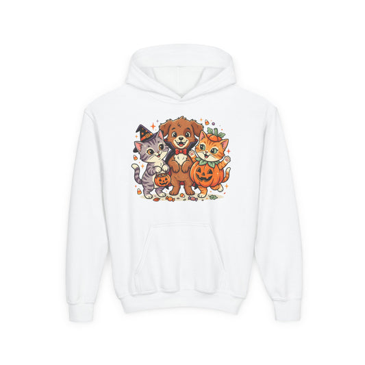 Kids Halloween Hoodie — Cute Puppy & Kittens in Pumpkin Costume