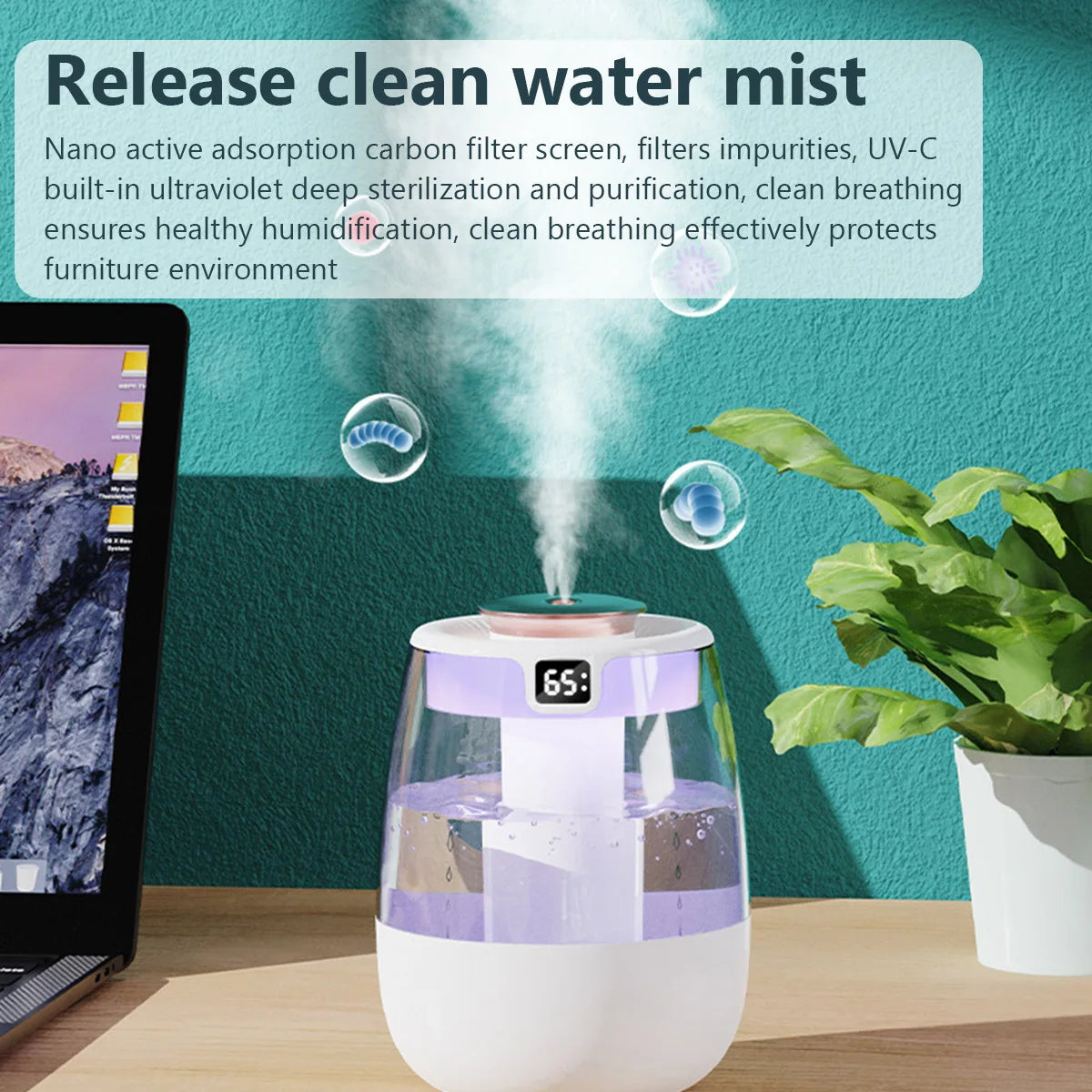 1.3L Air Humidifier Double Spray Port Cool Mist Maker Fragrance