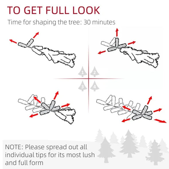 HOMCOM 6 Foot Artificial Christmas Tree, Pine Hinged Xmas Tree With