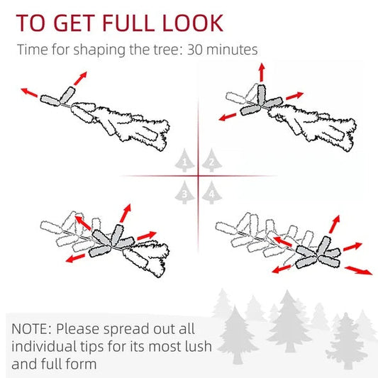 HOMCOM 6 Foot Artificial Christmas Tree, Pine Hinged Xmas Tree With