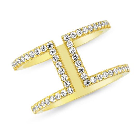 Ires Dainty Double Band Silver Stacked Ring